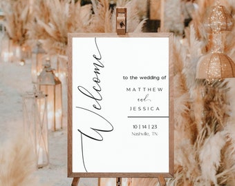 Minimalist Large Wedding Welcome Sign Printable | Script Wedding Welcome Sign | Editable Large Wedding Welcome Sign |