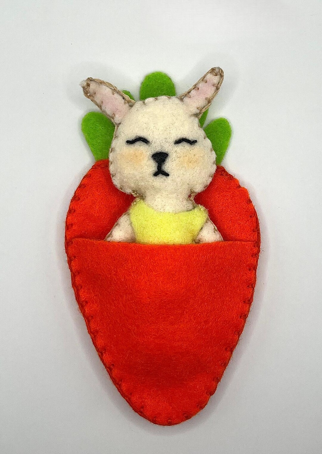Handmade Felt Bunny Doll With Carrot Bed - Etsy