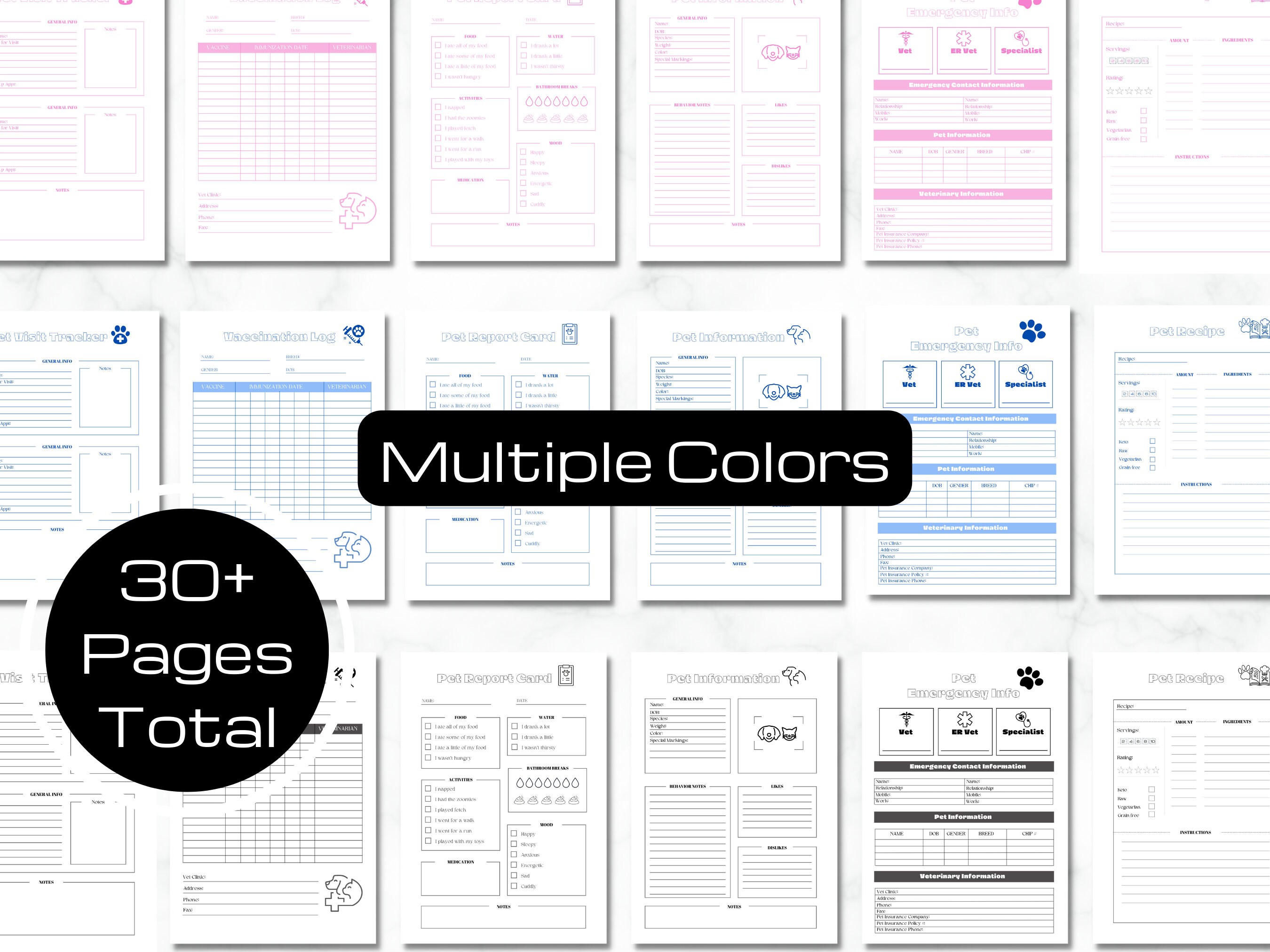 Printable Pet Planner Bundle | Pet Care Planner | Pet Report Card | Dog ...