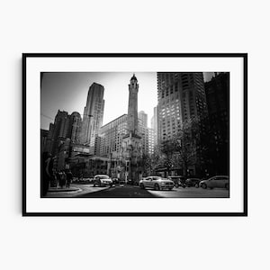 Chicago Photography | Chicago Wall Art | Fall Gift | Chicago Water Tower | Photo Print | Chicago Gift | Black and White Wall Art