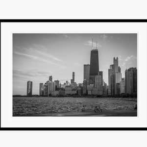 Chicago Skyline Photography | Chicago Wall Art | Christmas Gift | Photo Print, Black and White Print, Sears Tower, Lake Michigan