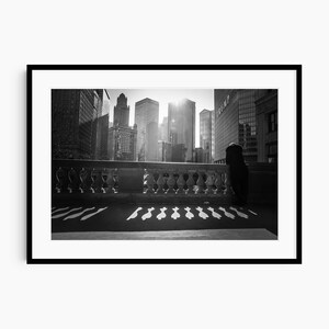 Chicago River Black and White Photography | Chicago Photo Print | Chicago Wall Art | Fall Gift | DuSable Bridge Shadows | Fine Art