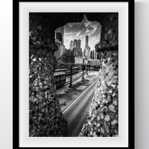 Chicago Photography | Chicago Wall Art | Father&#39;s Day Gift | Chicago Skyline Keyhole | Photo Print | Fine Art | Black and White Print