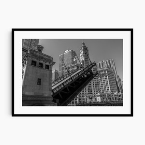 Chicago Photography | Wall Art | Father&#39;s Day Gift | Chicago Bridge | Wrigley Building | Chicago Gift | Black and White Print | Photo Print