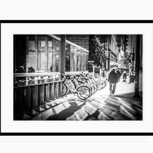 Chicago Photo Print | Out of Focus Bike Photo | Chicago Photography | Wall Art | Easter Gift | Black and White Photography, Natural Light