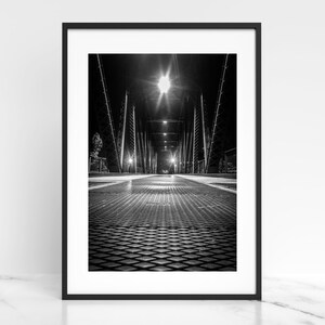 Chicago Bridge Photography | Wall Art | Fall Gift | Pattern Photo Print | Black and White Print | Fine Art Photography | Night Shot