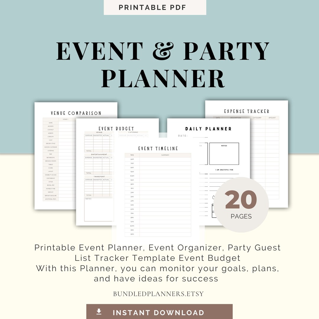 Printable Event Planner, Event Organizer, Party Guest List Tracker ...