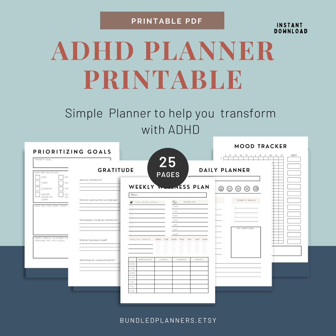 Adhd Planner Printable, Selfcare Neurodivergent Planning, Self Care