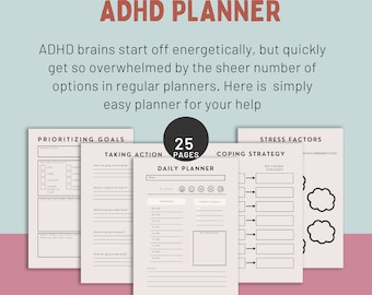 Der Wachstums-ADHS-Planer, Selfcare & Mood Tracker Notizblock-Planer, Neurodivergente Planung, ADHS-Tagesplaner für Erwachsene DHQ007