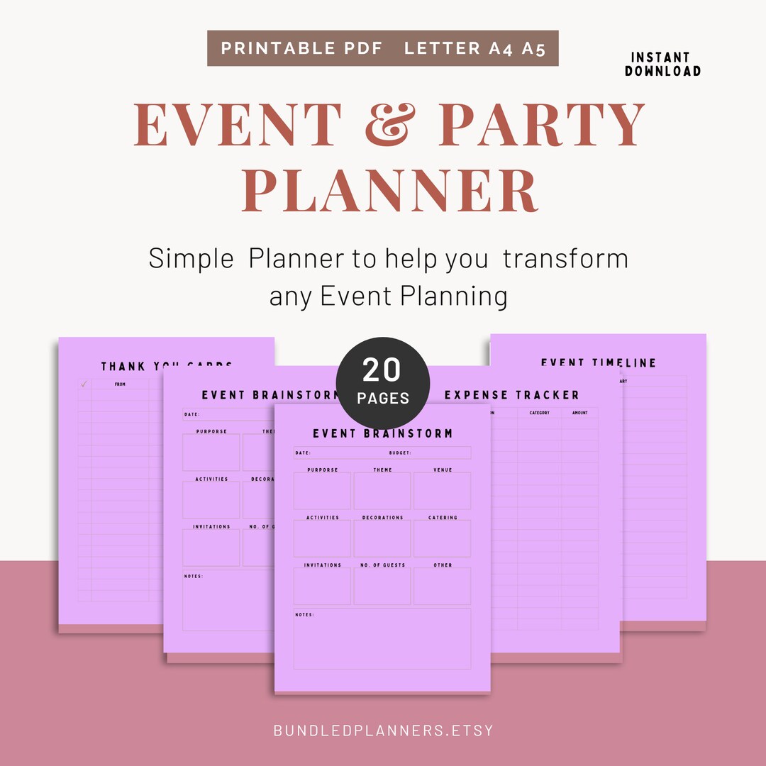 Printable Event Planner, Event Organizer, Party Guest List Tracker ...