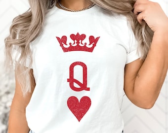 Queen of Hearts Shirt, Feminist Shirt Gift for Her, Classic Playing Cards Tee, Queen Shirt, Vintage Alice in Wonderland Shirt, Gift for Wife