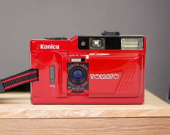 Rare Konica Tomato 35mm Point & Shoot Camera - Red Compact Film Camera, Fully Functional, Perfect for Collectors and Photography Enthusiasts