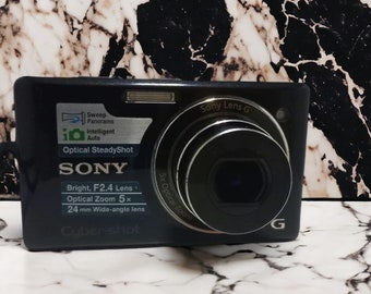 Sleek Black Sony CyberShot DSC-W390 Camera, Ultra HD Shots, 14.1MP, Panoramic Views, Compact & Versatile for Photography Aficionados