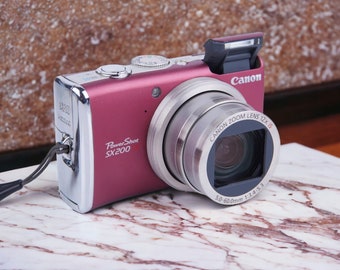 Canon Powershot SX200 IS Red Digital Camera - Compact High-Zoom Camera for Travel Photography, Ideal Tech Gift, Y2K Digital