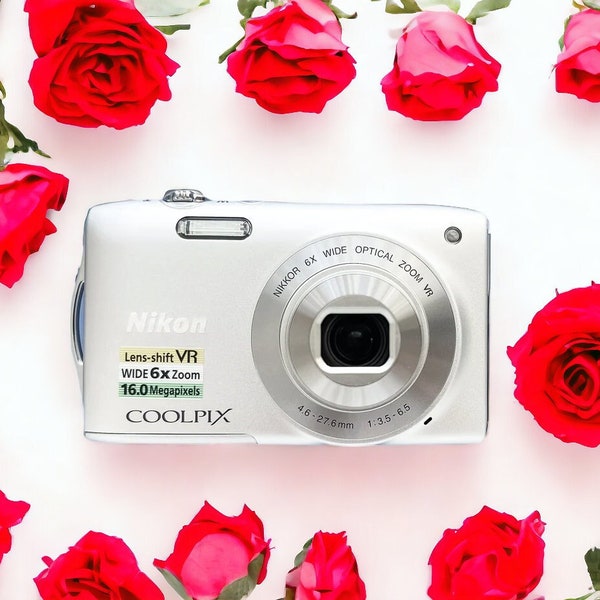 Rare Grey Nikon Coolpix S3300 - 16MP, 6x Zoom, HD Video, Elegant & Compact, Valentine's Gift, Y2K Digital, Excellent Condition