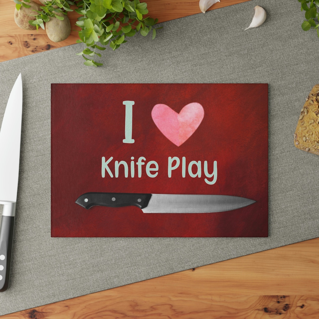 Knife Play Glass Cutting Board, BDSM Cutting Board, Funny Kinky Cutting