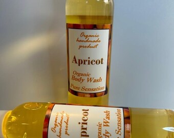 Apricot Organic Body Wash / Daily Moisturizer / Natural Handmade Body Wash / Shower Gel / Liquid Soap (10 fluid ounces).