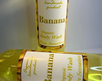 Banana Organic Body Wash / Daily Moisturizer / Natural Handmade Body Wash / Shower Gel / Liquid Soap (10 fluid ounces).