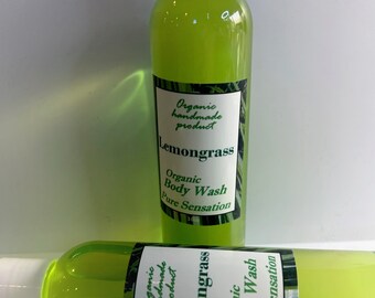 Lemongrass Organic Body Wash, Handmade Daily Moisturizer (10 fl oz)