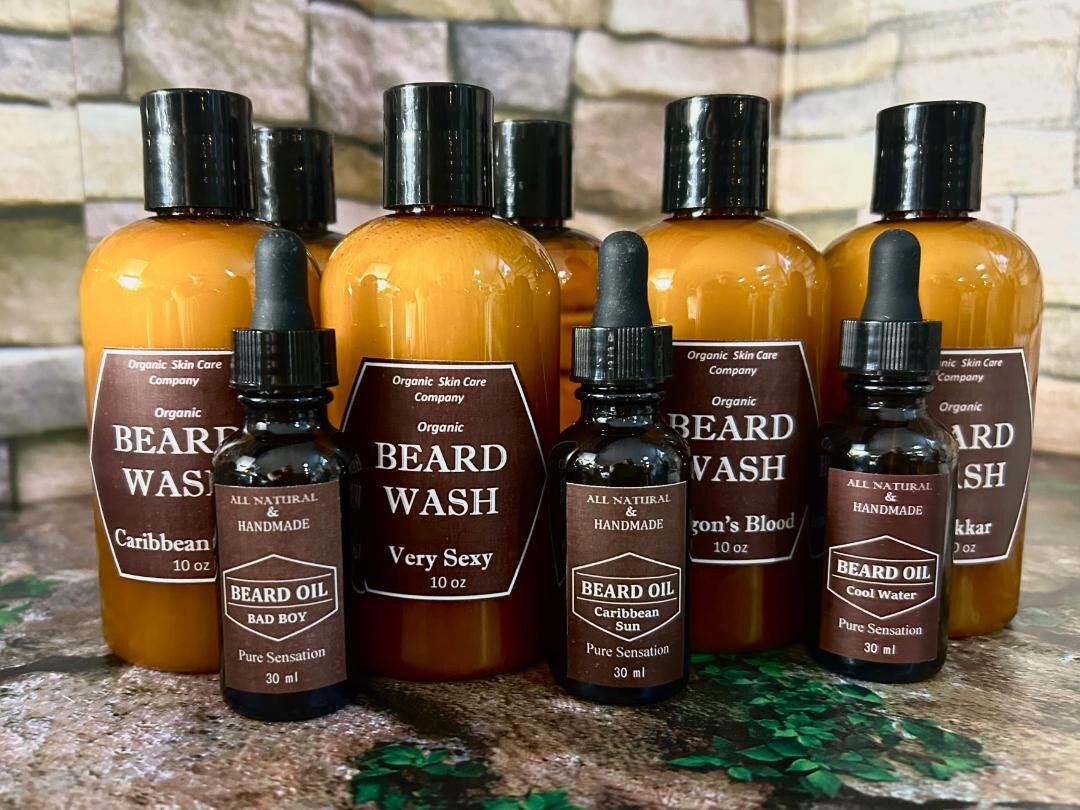 Organic Beard Wash & Oil Set, Handmade Vegan Formula - Etsy