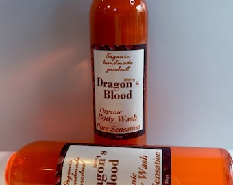 Dragon's Blood" Organic Body Wash for Men / Daily Moisturizer / Natural Handmade Body Wash / Shower Gel / Liquid Soap (10 fluid ounces).