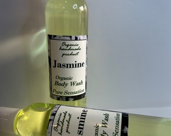 Jasmine Organic Body Wash / Daily Moisturizer / Natural Handmade Body Wash / Shower Gel / Liquid Soap (10 fluid ounces).