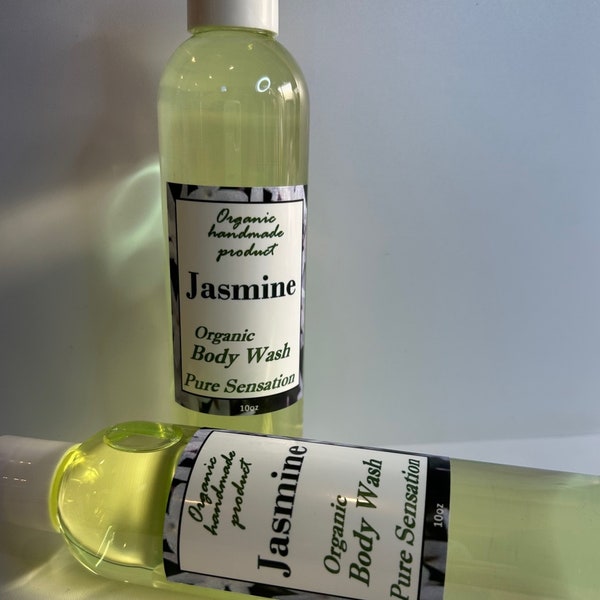 Jasmine Organic Body Wash / Daily Moisturizer / Natural Handmade Body Wash / Shower Gel / Liquid Soap (10 fluid ounces).