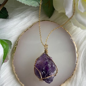 Amethyst Crystal Necklace, Healing Necklace, Crystal Lover Necklaces, Crystal, Birthday Gift for Crystal Lovers, 925 Sterling or 16k Gold