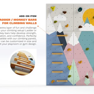 Rock Climbing Wall – Wooden Indoor Play Wall for Kids Room | Blue Mountains design, Custom made, Climbing Holds included image 9