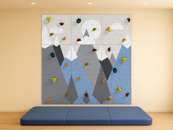 Rock Climbing Wall – Wooden Indoor Play Wall for Kids Room | Blue Mountains design, Custom made, Climbing Holds included