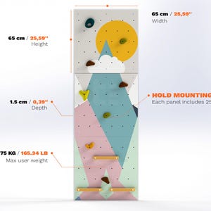 Kletterwand für Kinder – Indoor-Spielwand aus Fels fürs Kinderzimmer | Buntes Bergmotiv, individuell gefertigt, inklusive Klettergriffe Bild 4