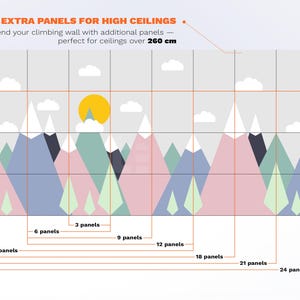 Kletterwand für Kinder – Indoor-Spielwand aus Fels fürs Kinderzimmer | Buntes Bergmotiv, individuell gefertigt, inklusive Klettergriffe Bild 5