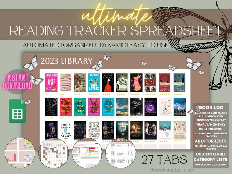 UPDATED FOR 2024 Digital Reading Tracker Spreadsheet, Book Tracker