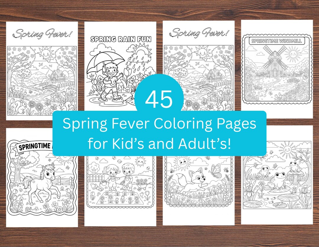 Spring Coloring Pages, 45 Fun Springtime Elements (PDF Instant Download ...