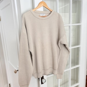 Maglione oversize vintage Christian Dior - Comodo abbigliamento da casa - Bianco crema beige - Taglia L - 100% cotone