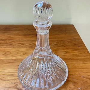 Gorham La Scala Clear Crystal Glass Decanter w/ Original Stopper - Heavy Red Wines Round Circle