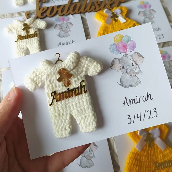 Personalized Baby Girl Birthday Party Gift Special Bulk Keychain, Newborn Gifts, Baby Shower Favors, Mini Crochet Baby Dress, Baptism Favors