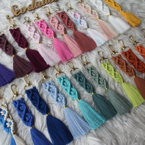 Knitting Macramé Keychain Wedding Favors For Guest, Bridal Shower Bulk Gift, Personalized Baptism Favors, Bohemian Birthday Party, BabyShowe