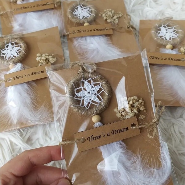 Mini Dreamcatcher sleutelhanger unieke gunsten voor gast, Boho Wedding Bridal Shower Gift, Boho Baby Shower Bulk Gift, gepersonaliseerd feestcadeau