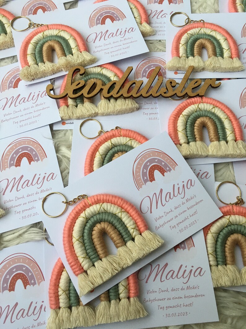 Personalized Boho Macrame Rainbow Keychain Favors for Guest - Etsy
