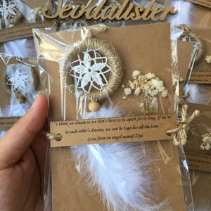 Mini portachiavi Dreamcatcher Bomboniere uniche per gli ospiti, regalo per addio al nubilato di nozze Boho, regalo sfuso Boho Baby Shower, regalo per feste personalizzato