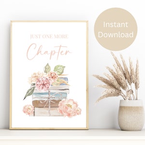 Book Lover Printable Wall Art Print Instant Download Floral Book Wall Art