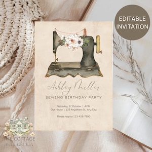 Sewing Party Invitations - Sewing Machine Invitations - Sewing Birthday Party Invitations - Sewing Machine Party - Simple Sewing Invitations
