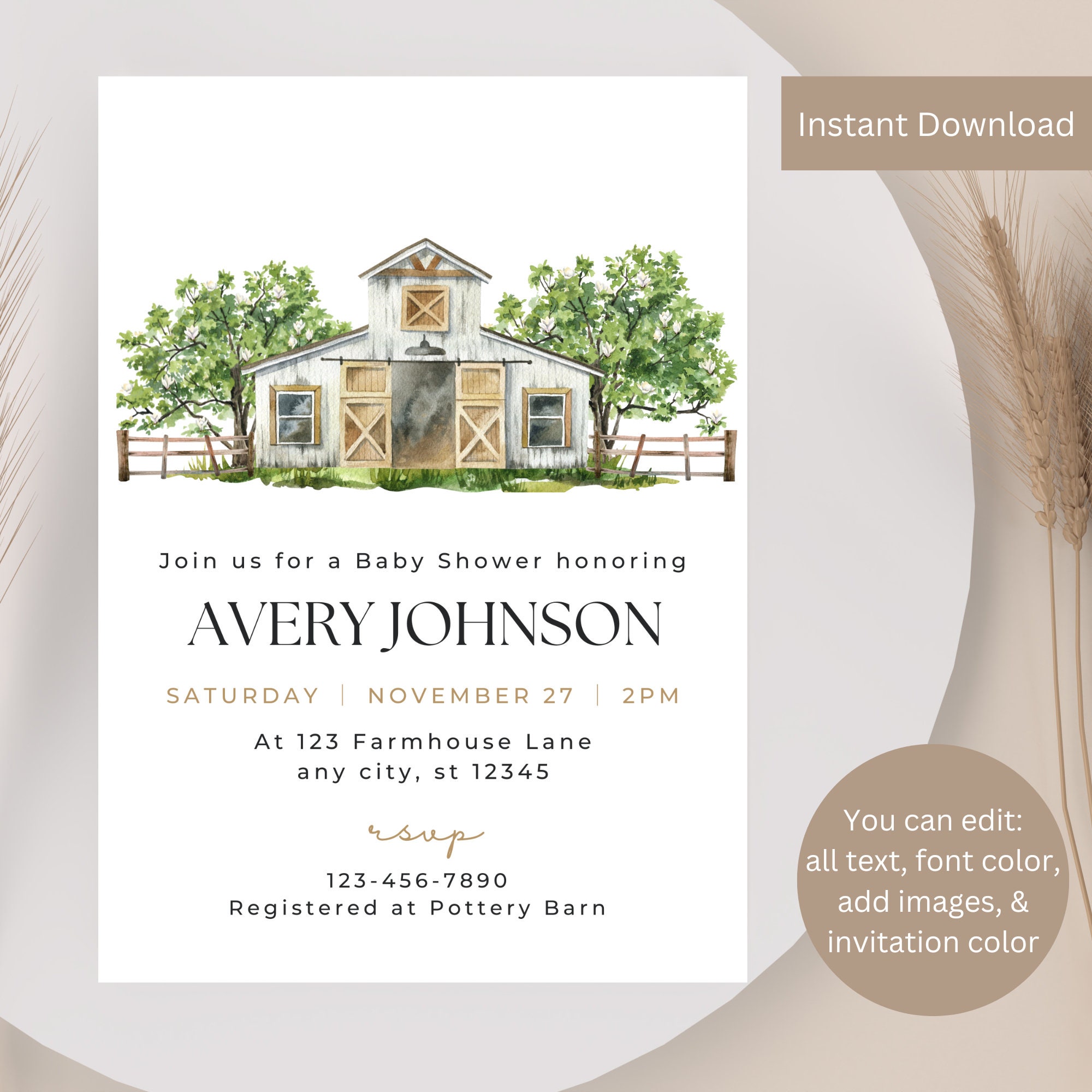 Farmhouse baby hotsell shower invitations