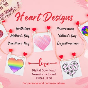 Heart motif bundle, express your love with 300 different hearts (PNG & JPEG), business or casual use. Simple Symbols of adoration.