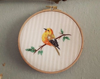 Bird Pattern Embroidered Wall Decor, Personalized Gifts, Unique Housewarming Art