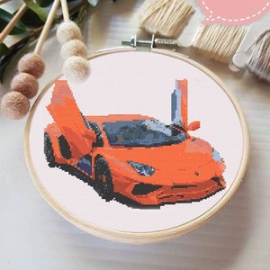 Download de pdf de padrão de carro em ponto cruz, arquivo digital de padrão moderno de ponto cruz fácil diy, decoração de berçário de menino,
