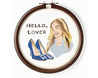 Lady with shoes cross stitch pattern PDF, modern fashion embroidery digital download, counted cross stitch, shoes lover gift for mother