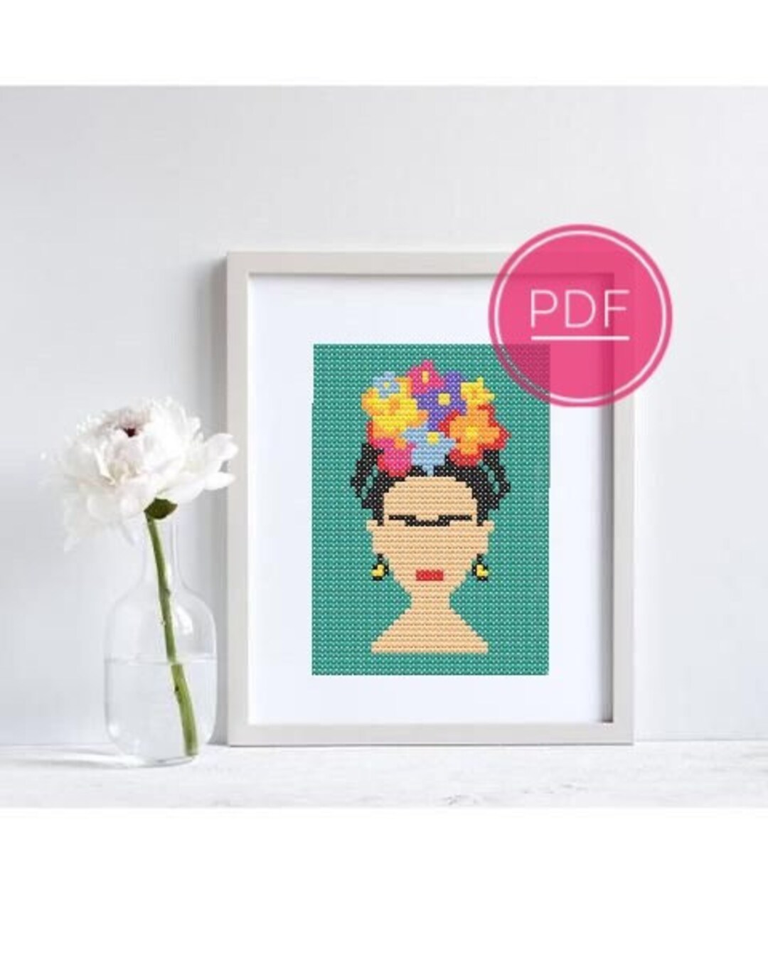 Frida Cross Stitch PDF Pattern, Modern Portrait Cross Stitch Art ...