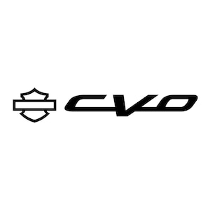 May include: Black and white Harley-Davidson CVO logo. The logo features a shield with a bar across the top, followed by the letters "CVO" in a bold, stylized font. The design is set against a white background.
